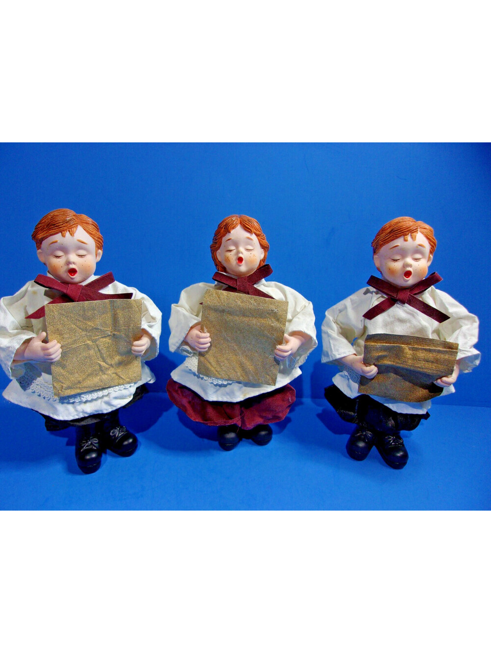 Vintage Set of 3 Paper Mache Choir Boys & Girl Christmas Figures Silvestri